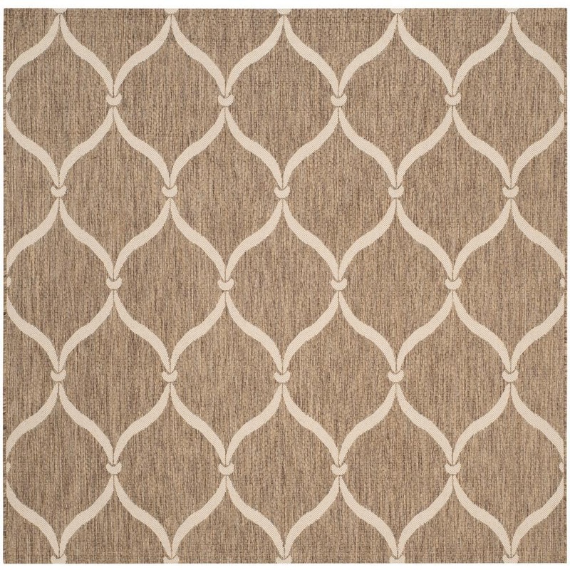 SAFAVIEH Courtyard Brown/Beige 7 ft. x 7 ft. Trellis Indoor/Outdoor Square Area Rug CY6654-232-7SQ
