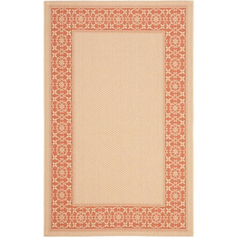 SAFAVIEH Courtyard Cream/Terracotta 8 ft. x 11 ft. Floral Indoor/Outdoor Patio  Area Rug CY6003-11-8