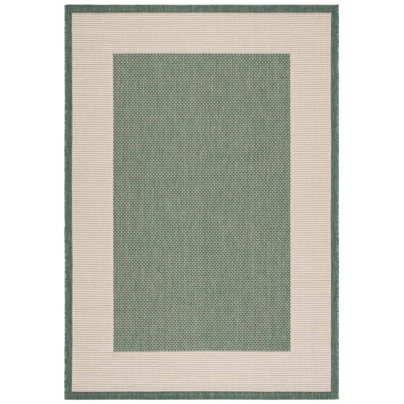 SAFAVIEH Courtyard Dark Green/Beige 4 ft. x 6 ft. Border Solid Indoor/Outdoor Patio  Area Rug CY7987-32221-4