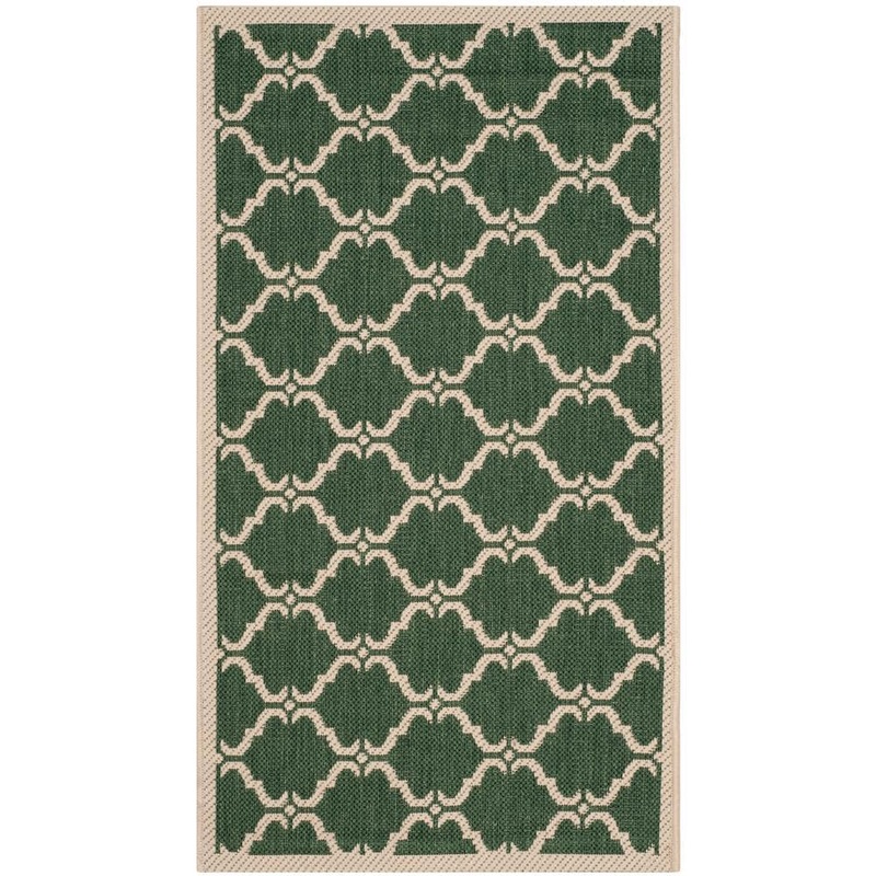 SAFAVIEH Courtyard Dark Green/Beige Doormat 3 ft. x 5 ft. Border Indoor/Outdoor Patio Area Rug CY6009-332-3