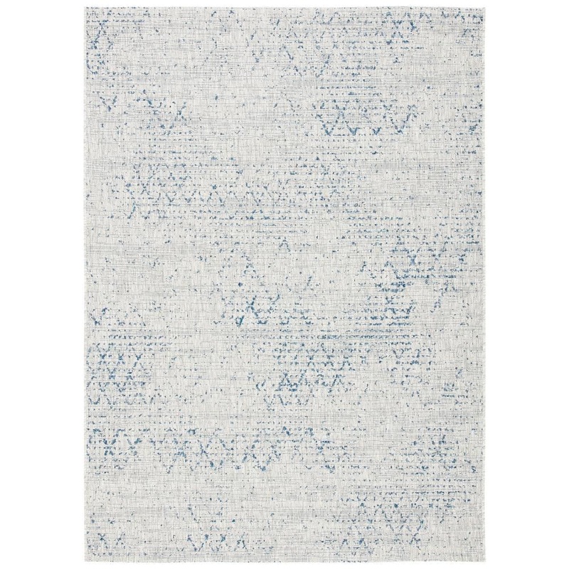 SAFAVIEH Courtyard Gray/Navy 9 ft. x 12 ft. Distressed Indoor/Outdoor Patio  Area Rug CY8385-36812-9