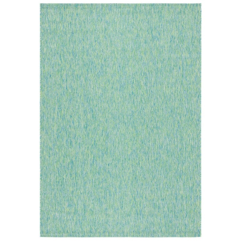 SAFAVIEH Courtyard Green/Blue 7 ft. x 10 ft. Solid Distressed Indoor/Outdoor Patio  Area Rug CY8521-55722-6
