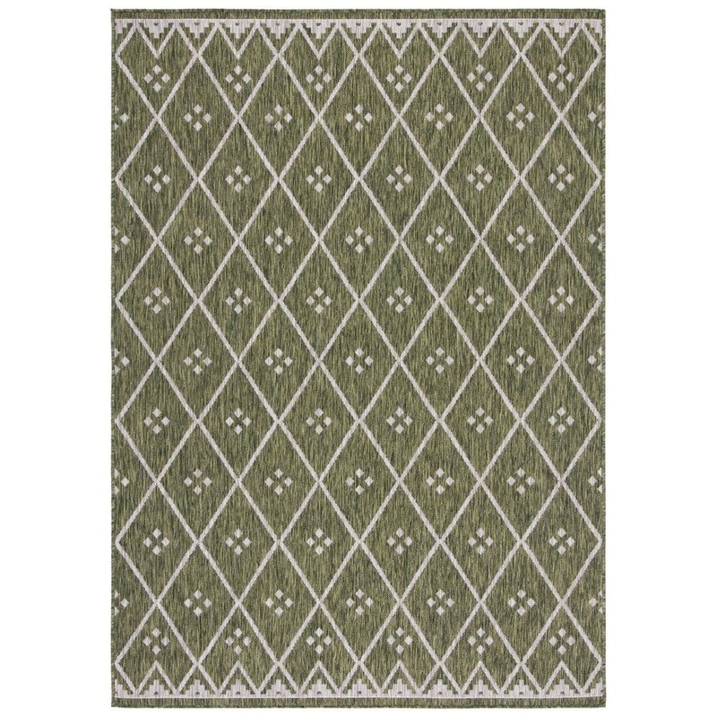 SAFAVIEH Courtyard Green/Gray 8 ft. x 10 ft. Diamond Lattice Indoor/Outdoor Patio  Area Rug CY8303-379-810