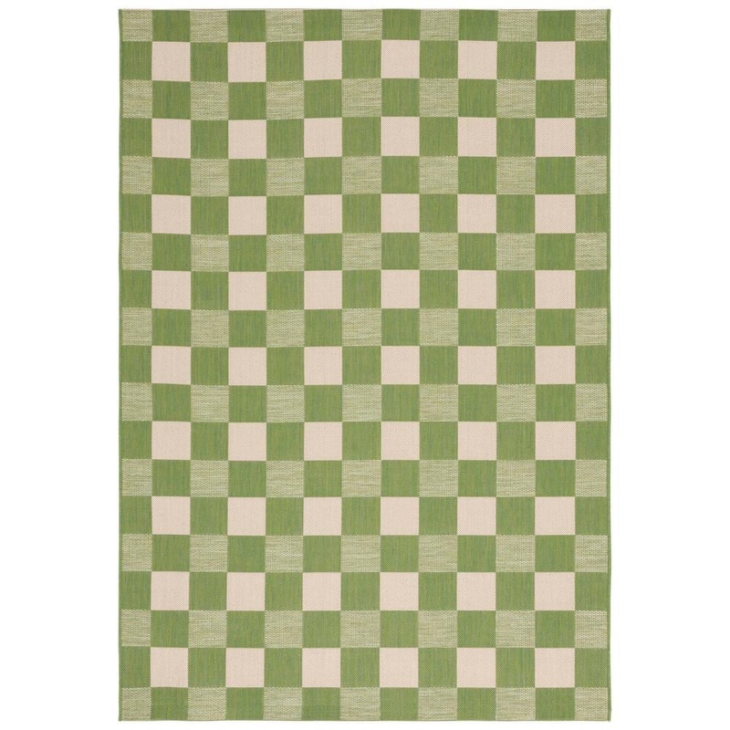 SAFAVIEH Courtyard Green/Sage 8 ft. x 10 ft. Checkered Indoor/Outdoor Area Rug CY6442-45321-8
