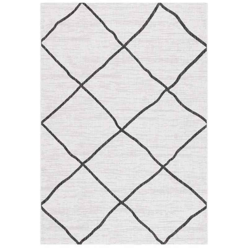 SAFAVIEH Courtyard Ivory/Black 5 ft. x 8 ft. Trellis Impression Indoor/Outdoor Area Rug CY8635-53712-5