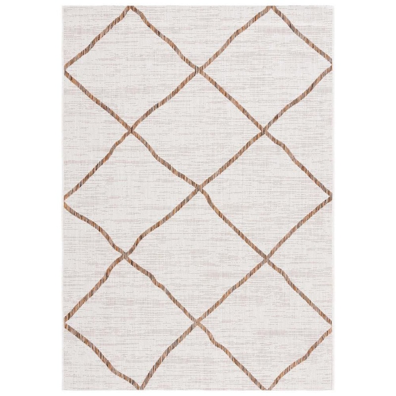 SAFAVIEH Courtyard Ivory/Brown 4 ft. x 6 ft. Trellis Impression Indoor/Outdoor Area Rug CY8635-59312-4