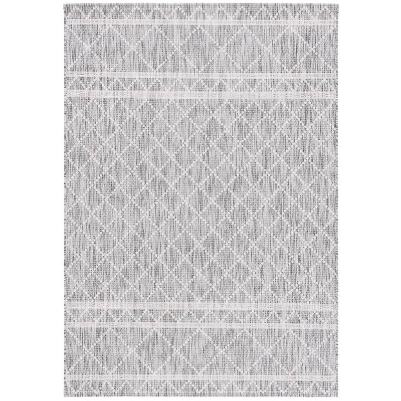 SAFAVIEH Courtyard Light Gray/Dark Gray 9 ft. x 12 ft. Diamond Border Indoor/Outdoor Area Rug CY8121-59021-9