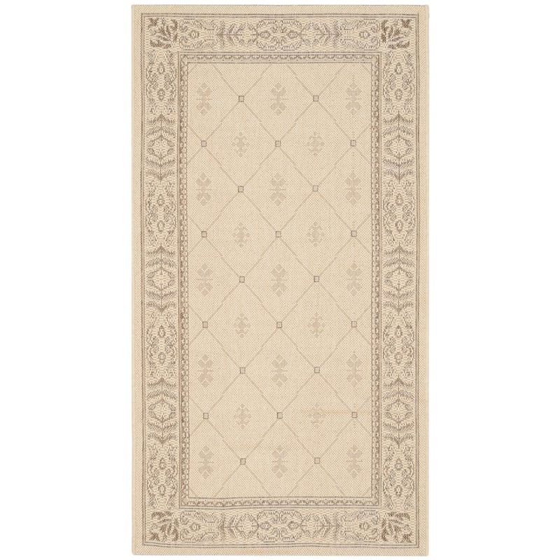 SAFAVIEH Courtyard Natural/Brown Doormat 3 ft. x 5 ft. Border Indoor/Outdoor Patio Area Rug CY2326-3001-3