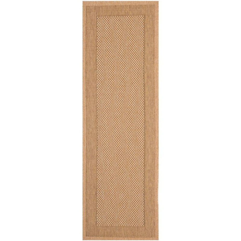 SAFAVIEH Courtyard Natural/Gold 2 ft. x 12 ft. Runner Border Solid Color Indoor/Outdoor Area Rug CY7987-39A5-212