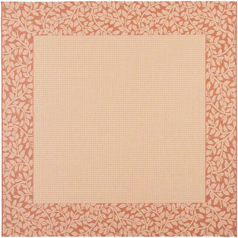 SAFAVIEH Courtyard Natural/Terra 7 ft. x 7 ft. Square Border Indoor/Outdoor Patio  Area Rug CY0727-3201-7SQ