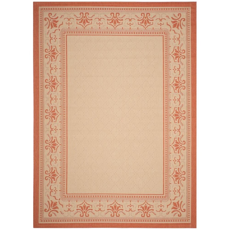 SAFAVIEH Courtyard Natural/Terra 9 ft. x 12 ft. Border Indoor/Outdoor Patio  Area Rug CY0901-3201-9