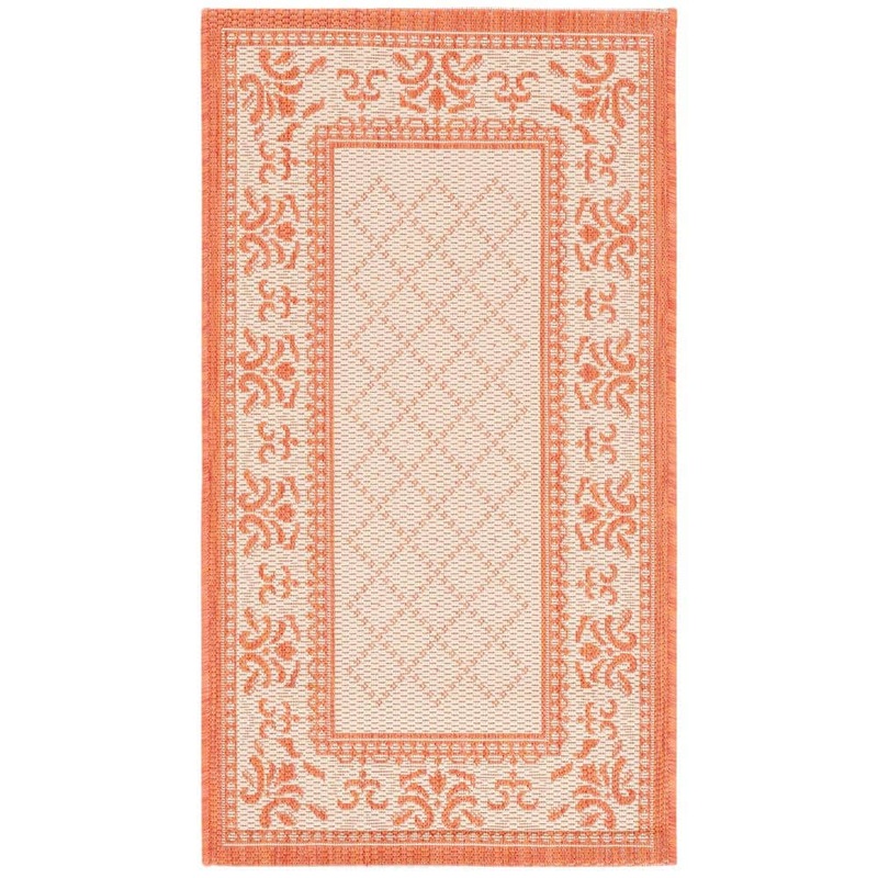 SAFAVIEH Courtyard Natural/Terra Doormat 2 ft. x 4 ft. Border Indoor/Outdoor Patio Area Rug CY0901-3201-2