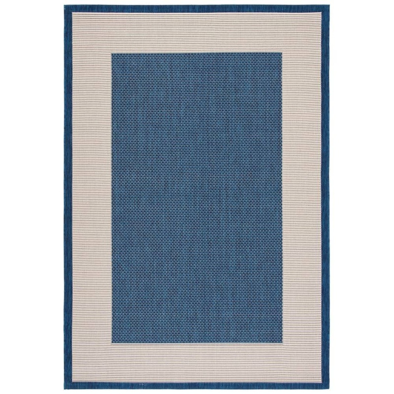 SAFAVIEH Courtyard Navy/Beige Doormat 3 ft. x 5 ft. Border Solid Indoor/Outdoor Patio Area Rug CY7987-25821-3