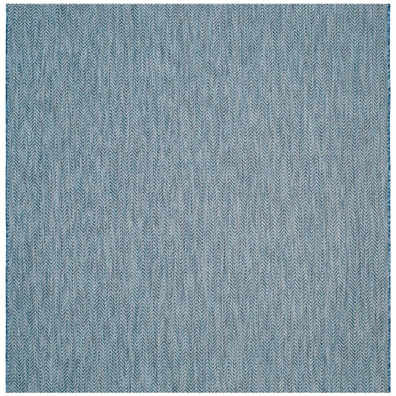 SAFAVIEH Courtyard Navy/Gray 7 ft. x 7 ft. Square Geometric Indoor/Outdoor Patio  Area Rug CY8022-36821-7SQ
