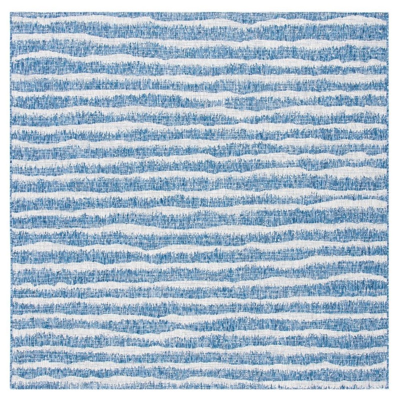 SAFAVIEH Courtyard Navy/Gray 7 ft. x 7 ft. Wave Striped Indoor/Outdoor Patio  Square Area Rug CY8389-36821-7SQ