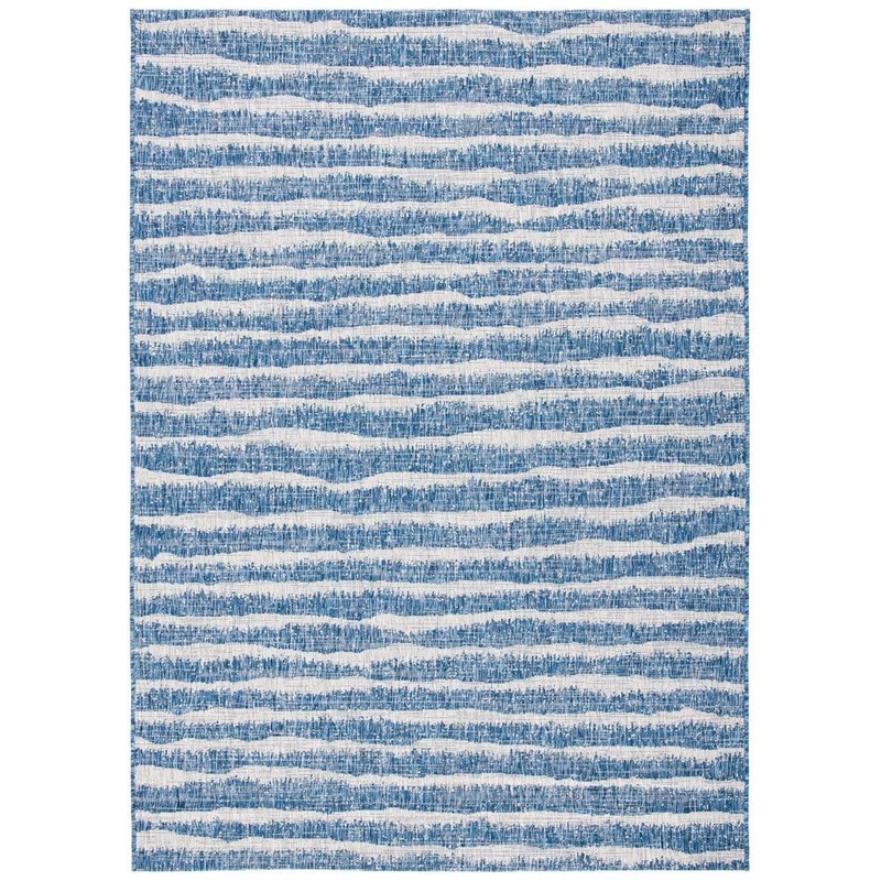 SAFAVIEH Courtyard Navy/Gray 8 ft. x 10 ft. Wave Striped Indoor/Outdoor Patio  Area Rug CY8389-36821-8