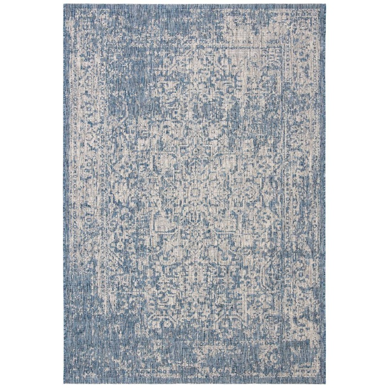 SAFAVIEH Courtyard Navy/Gray 9 ft. x 12 ft. Geometric Indoor/Outdoor Patio  Area Rug CY8671-368-9
