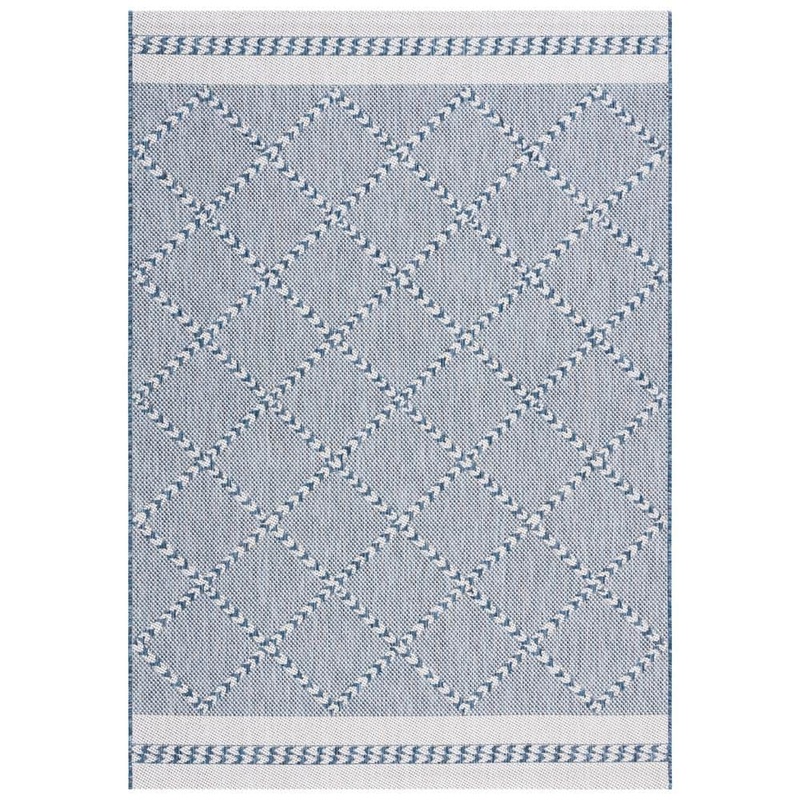 SAFAVIEH Courtyard Navy/Ivory 4 ft. x 6 ft. Border Diamond Indoor/Outdoor Area Rug CY8234-534-4