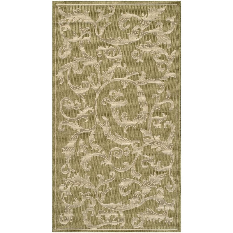 SAFAVIEH Courtyard Olive/Natural Doormat 3 ft. x 5 ft. Border Indoor/Outdoor Patio Area Rug CY2653-1E06-3