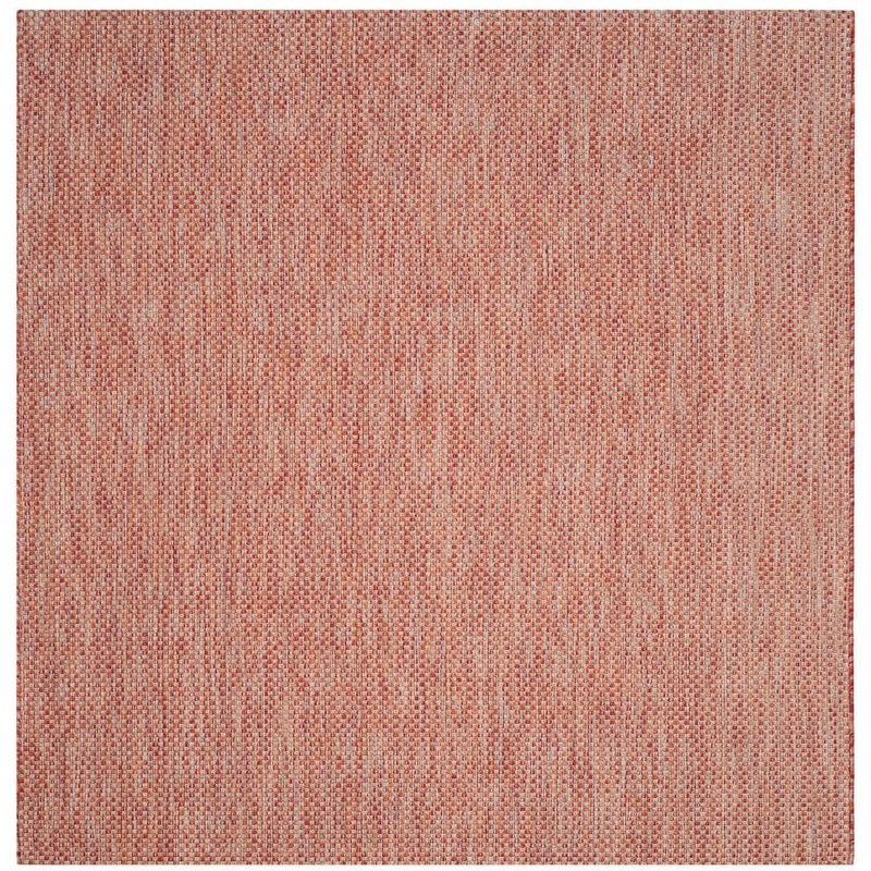 SAFAVIEH Courtyard Red/Beige 5 ft. x 5 ft. Solid Distressed Indoor/Outdoor Patio  Square Area Rug CY8521-36521-5SQ