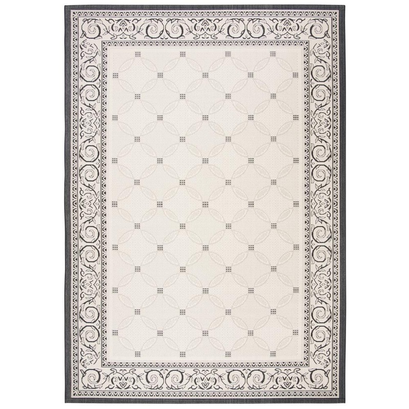 SAFAVIEH Courtyard Sand/Black 8 ft. x 11 ft. Border Indoor/Outdoor Patio  Area Rug CY1502-3901-8