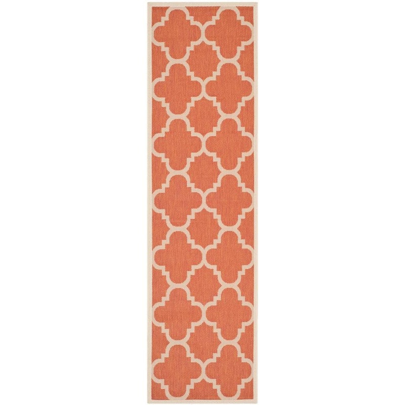 SAFAVIEH Courtyard Terracotta 2 ft. x 8 ft. Geometric Indoor/Outdoor Patio  Runner Rug CY6243-241-28