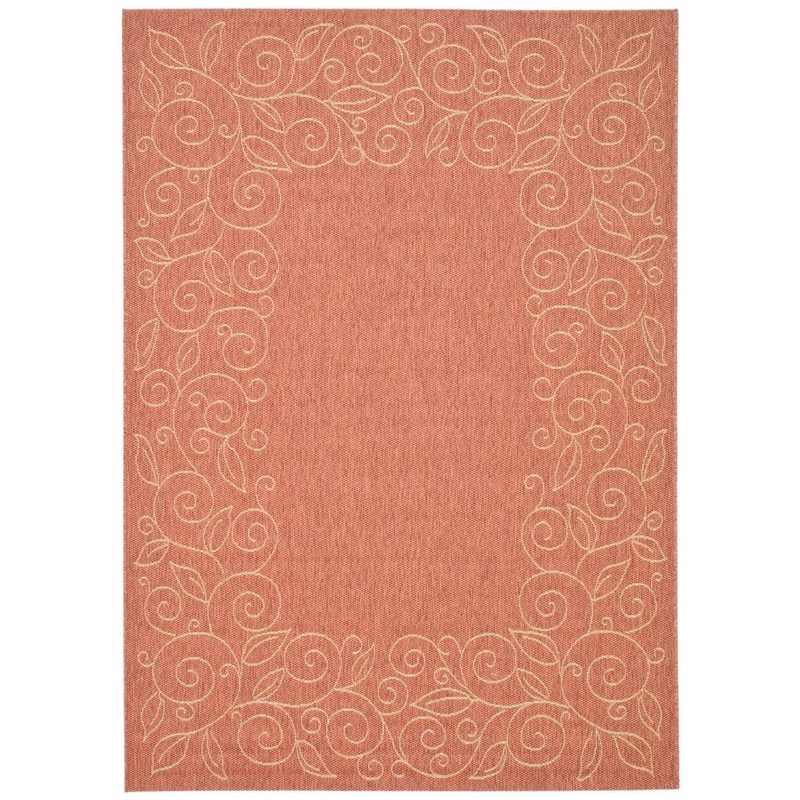 SAFAVIEH Courtyard Terracotta/Beige 4 ft. x 6 ft. Floral Indoor/Outdoor Patio  Area Rug CY5139A-4