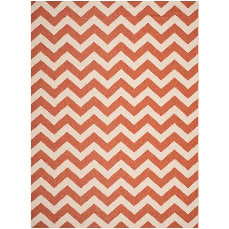 SAFAVIEH Courtyard Terracotta/Beige 8 ft. x 11 ft. Geometric Indoor/Outdoor Patio  Area Rug CY6244-241-8