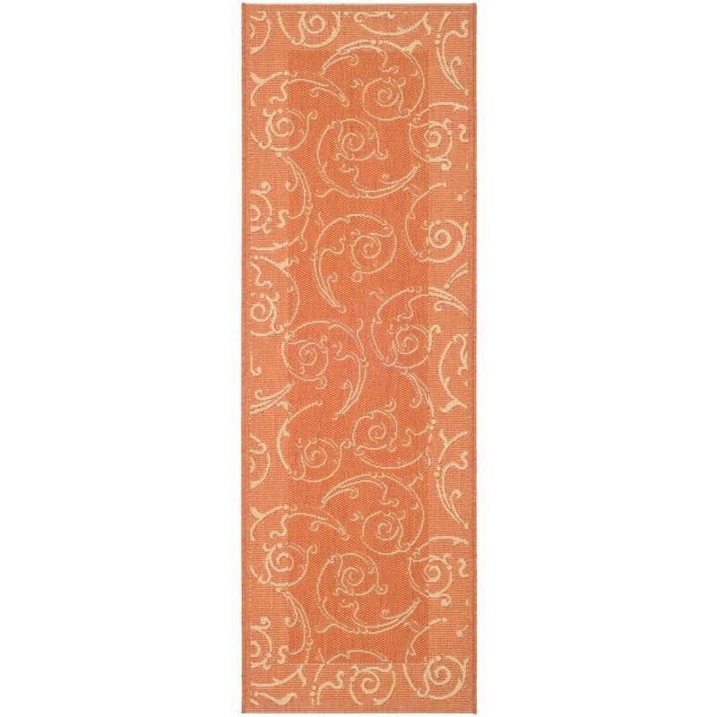 SAFAVIEH Courtyard Terracotta/Natural 2 ft. x 10 ft. Border Indoor/Outdoor Patio  Runner Rug CY2665-3202-210