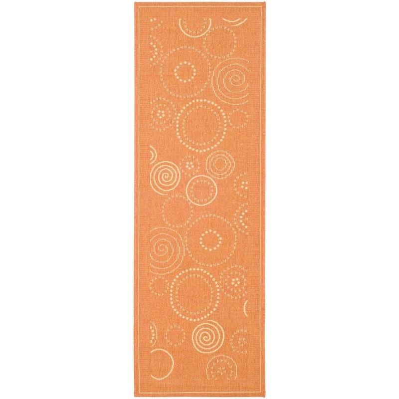 SAFAVIEH Courtyard Terracotta/Natural 2 ft. x 7 ft. Border Indoor/Outdoor Patio  Runner Rug CY1906-3202-27