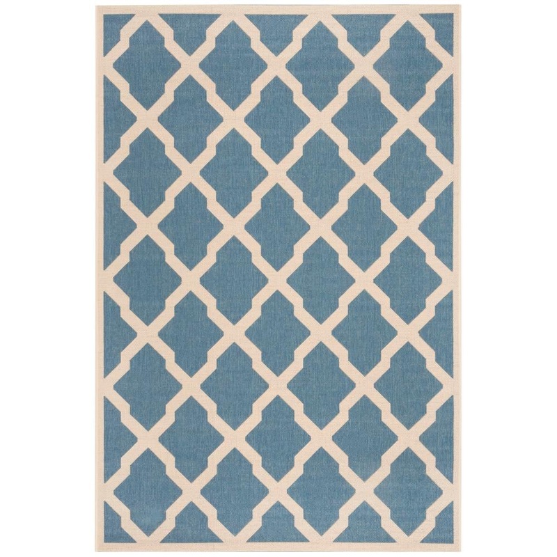 SAFAVIEH Linden Blue/Cream 4 ft. x 6 ft. Border Geometric Diamonds Area Rug LND122M-4