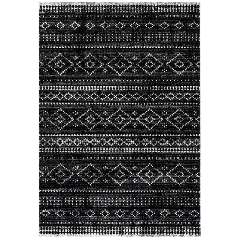 SAFAVIEH Montage Gray/Black Doormat 3 ft. x 5 ft. Distressed Aztec Indoor/Outdoor Area Rug MTG291Z-3