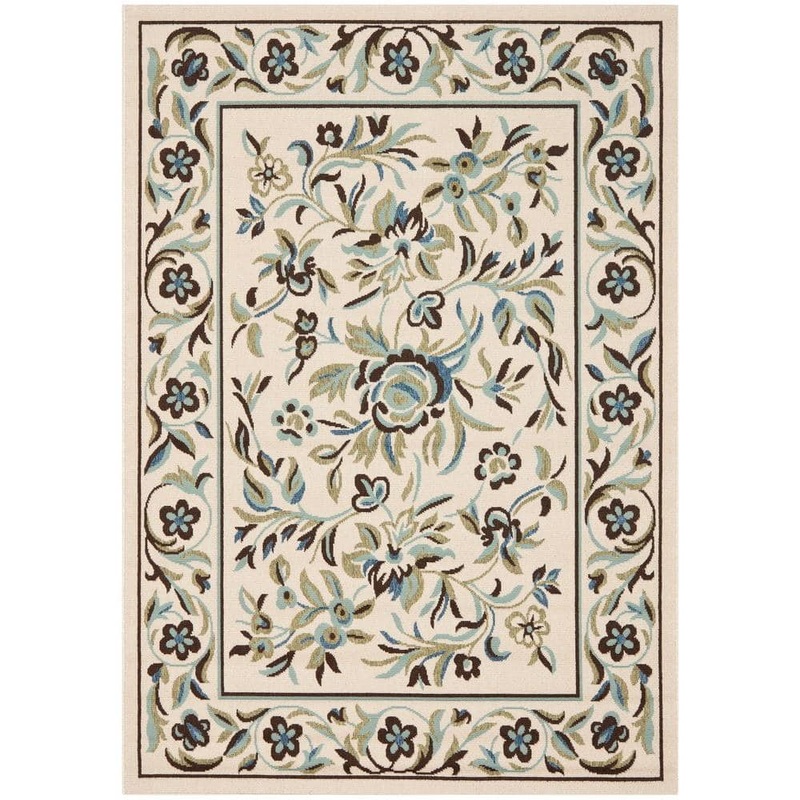 SAFAVIEH Veranda Cream/Green 8 ft. x 11 ft. Border Indoor/Outdoor Patio  Area Rug VER011-0614-8