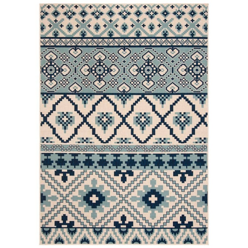 SAFAVIEH Veranda Turquoise/Blue 5 ft. x 8 ft. Floral Indoor/Outdoor Patio  Area Rug VER097-3934-5
