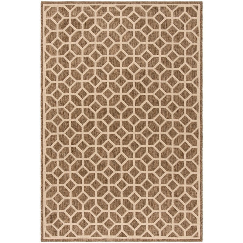 SAFAVIEH Beach House Beige/Cream Doormat 2 ft. x 4 ft. Latticework Geometric Indoor/Outdoor Area Rug BHS127D-24