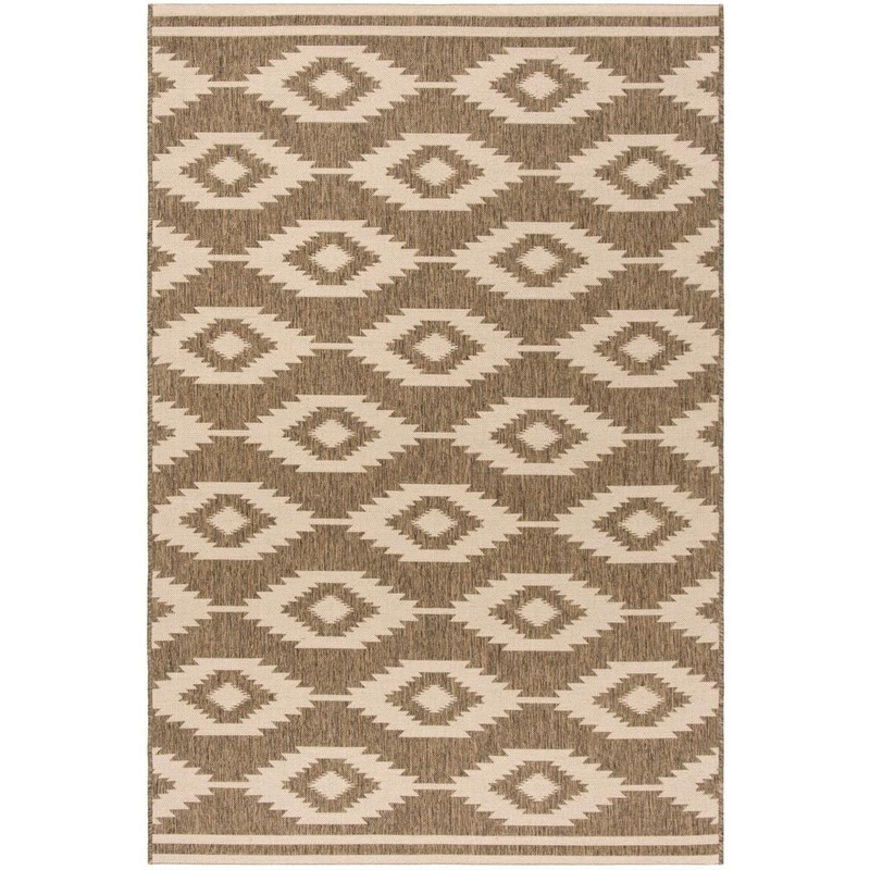 SAFAVIEH Beach House Cream/Beige Doormat 2 ft. x 4 ft. Southwestern Aztec Indoor/Outdoor Area Rug BHS171A-24