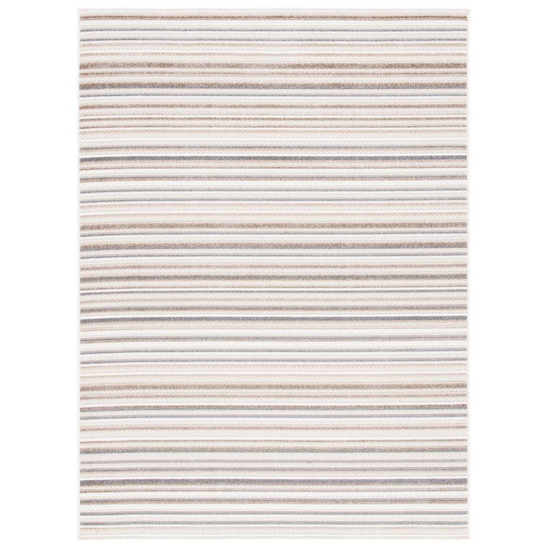 SAFAVIEH Cabana Ivory/Gray 4 ft. x 6 ft. Transitional Striped Indoor/Outdoor Patio Area Rug CBN323B-4
