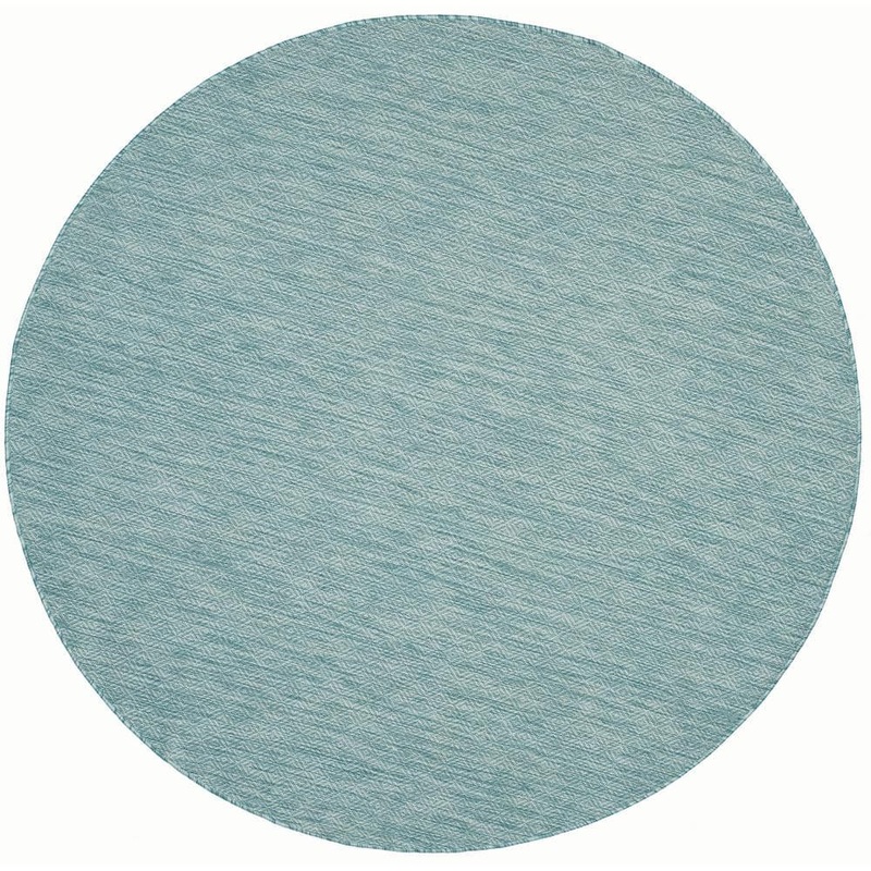 SAFAVIEH Courtyard Aqua 5 ft. x 5 ft. Round Solid Indoor/Outdoor Patio  Area Rug CY8520-37122-5R