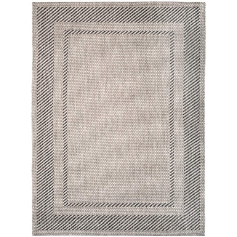 SAFAVIEH Courtyard Beige/Black 8 ft. x 11 ft. Striped Indoor/Outdoor Patio  Area Rug CY8477-36612-8