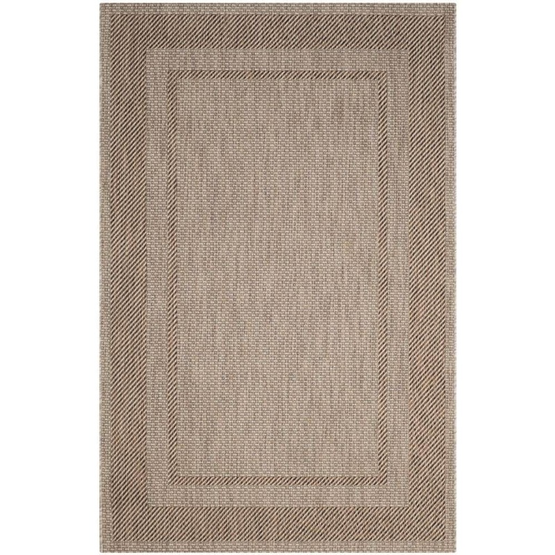 SAFAVIEH Courtyard Beige/Brown 7 ft. x 10 ft. Striped Indoor/Outdoor Patio  Area Rug CY8477-36312-6