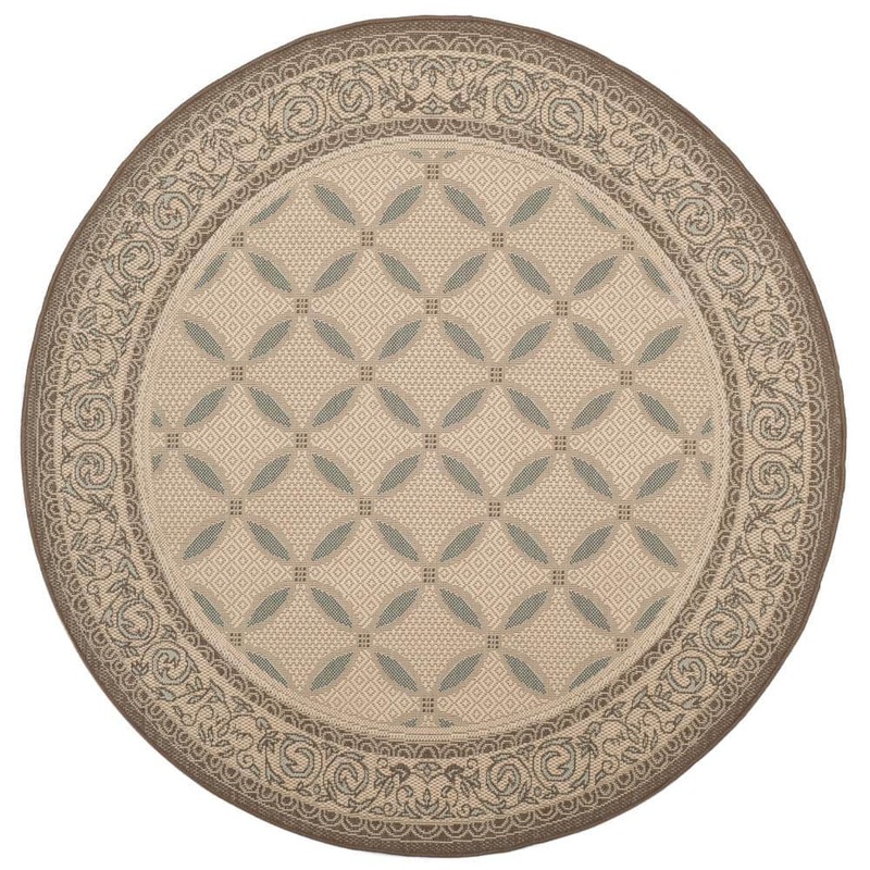 SAFAVIEH Courtyard Beige/Dark Gray 5 ft. x 5 ft. Round Border Indoor/Outdoor Patio  Area Rug CY7107-79A18-5R