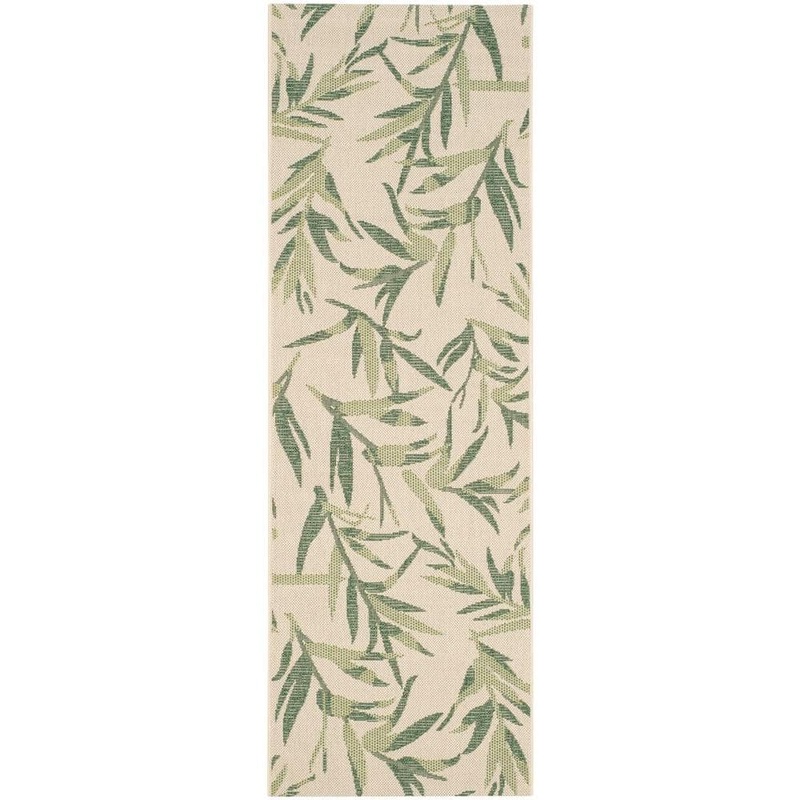 SAFAVIEH Courtyard Beige/Sweet Pea 2 ft. x 7 ft. Floral Indoor/Outdoor Patio  Runner Rug CY7425-322A24-27