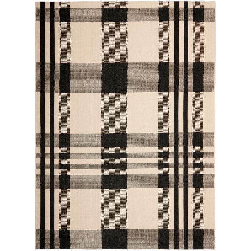 SAFAVIEH Courtyard Black/Bone 8 ft. x 10 ft. Plaid Indoor/Outdoor Area Rug CY6201-216-810