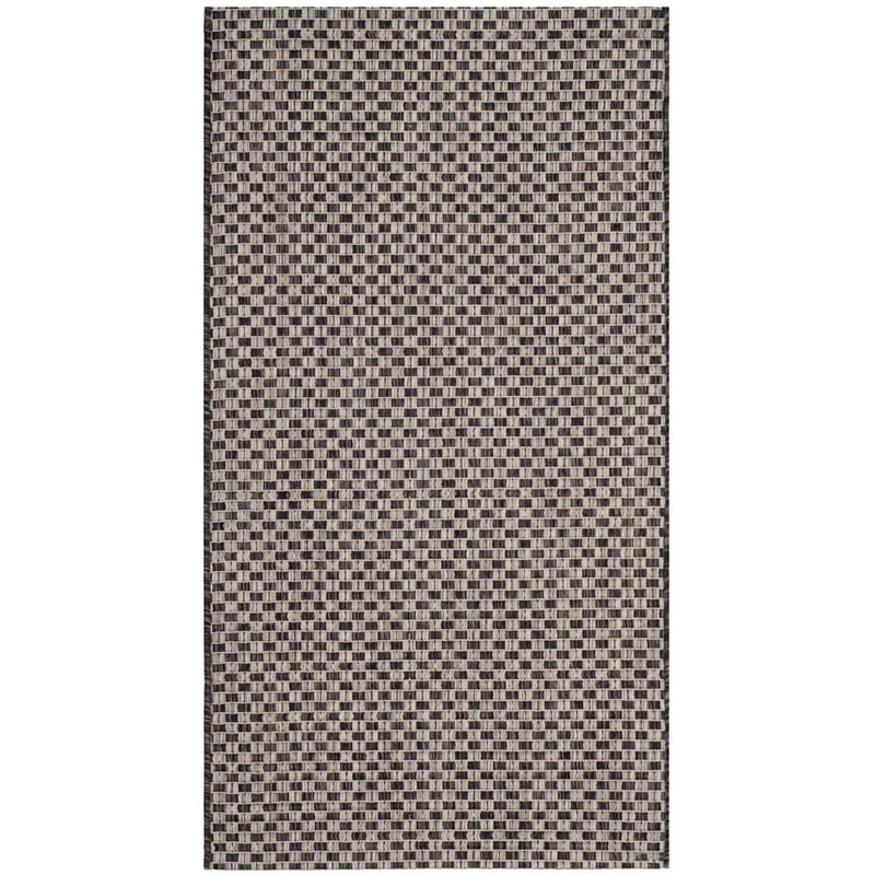 SAFAVIEH Courtyard Black/Light Gray Doormat 3 ft. x 5 ft. Solid Indoor/Outdoor Patio Area Rug CY8653-37621-3