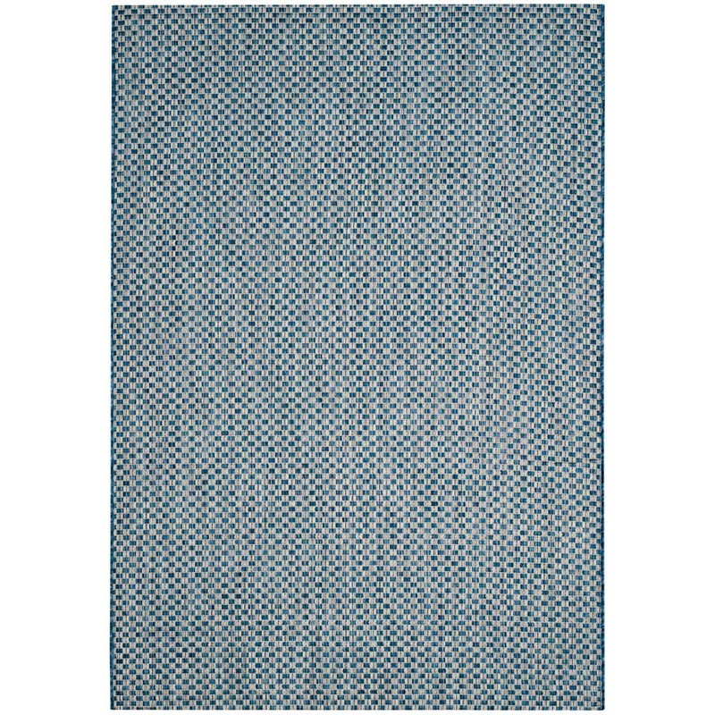 SAFAVIEH Courtyard Blue/Light Gray 4 ft. x 6 ft. Solid Indoor/Outdoor Patio  Area Rug CY8653-36821-4