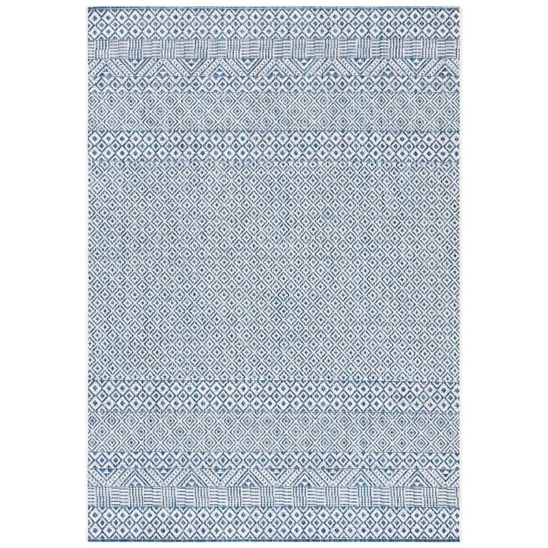 SAFAVIEH Courtyard Blue/Navy Doormat 3 ft. x 5 ft. Geometric Diamond Indoor/Outdoor Patio Area Rug CY8235-53412-3