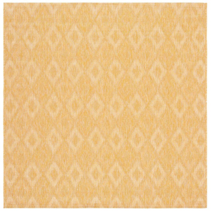 SAFAVIEH Courtyard Gold 7 ft. x 7 ft. Solid Diamond Indoor/Outdoor Patio  Square Area Rug CY8522-56022-7SQ