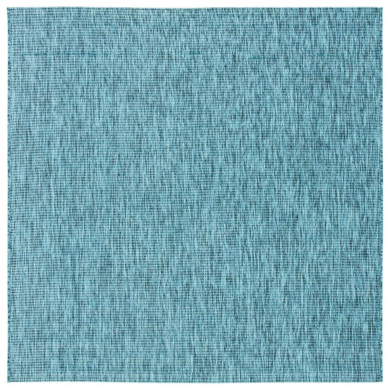 SAFAVIEH Courtyard Gray/Aqua 7 ft. x 7 ft. Abstract Distressed Indoor/Outdoor Patio  Square Area Rug CY8403-37222-7SQ