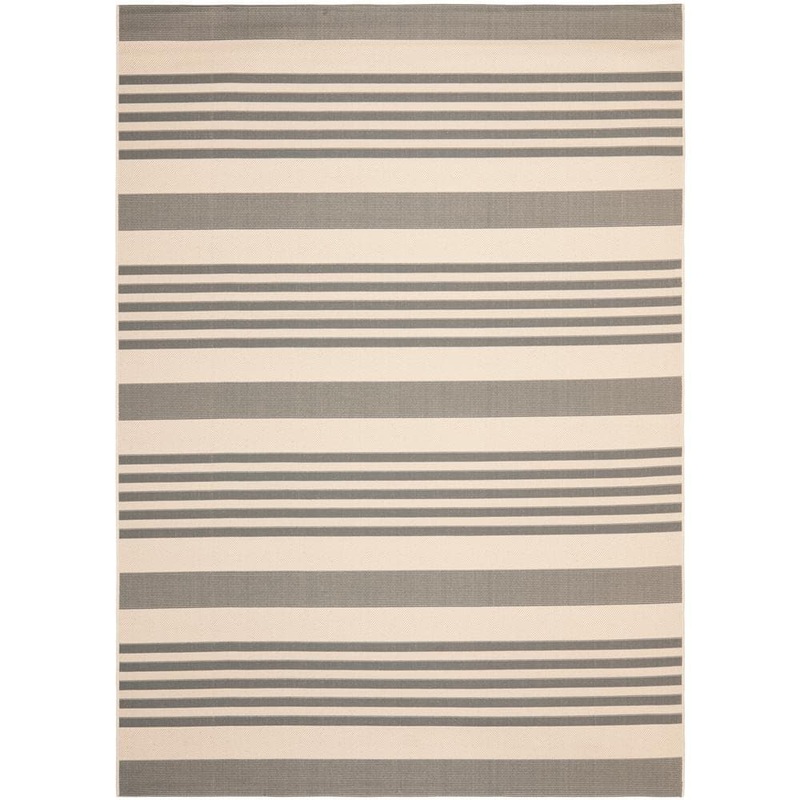 SAFAVIEH Courtyard Gray/Bone 9 ft. x 12 ft. Striped Indoor/Outdoor Patio  Area Rug CY6062-236-9