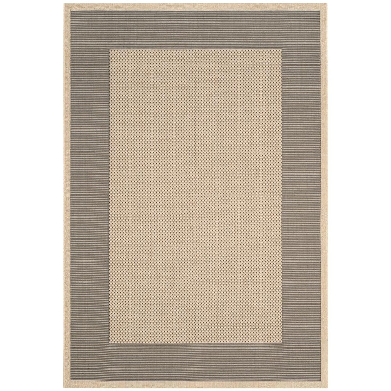 SAFAVIEH Courtyard Gray/Cream 5 ft. x 8 ft. Border Indoor/Outdoor Patio  Area Rug CY7987-65A5-5